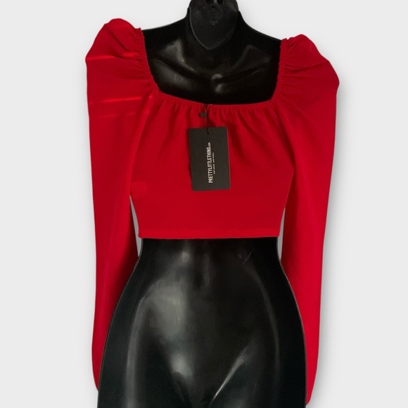 NWT PrettyLittleThing Tie Front Crop Top - Picture 7 of 11